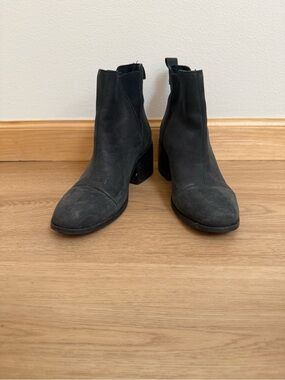 Toms Black Suede Chelsea Ankle Boots
